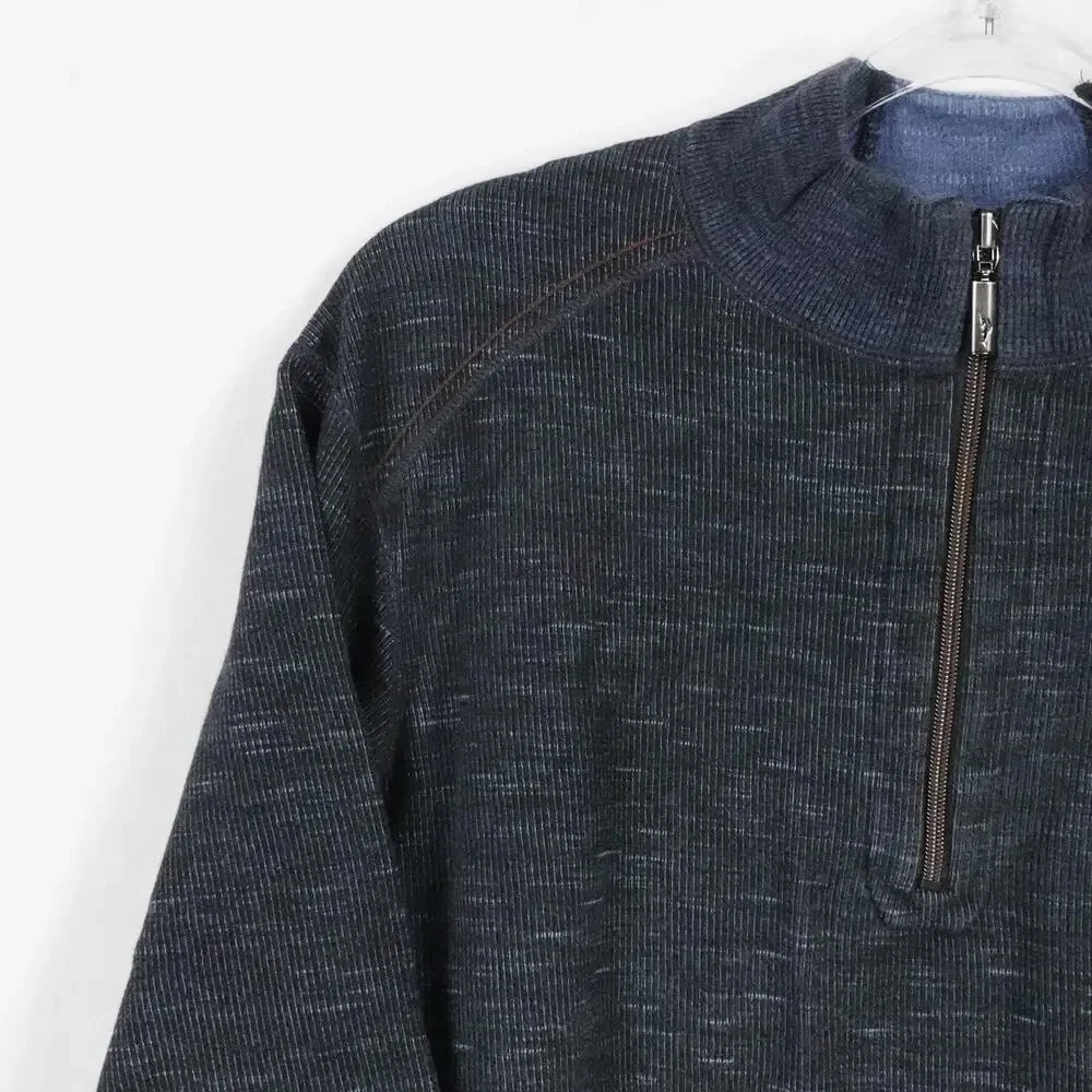 Tommy Bahama Sweater‎ Mens Large Blue Reversible Half Zip Pullover Fall